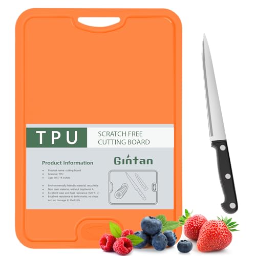 Gintan Flexibles TPU Schneidebrett, BPA-frei, mit Messer- und Saftrille, kratzfeste flexible Schneidebretter für die Küche, spülmaschinenfest,...