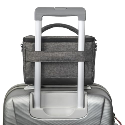 Hama Kameratasche „Terra“ aus Recycling-Polyester (Fototasche f. Digitalkamera 20 x 10,5 x 16,5 cm, Trageriemen zum Umh&auml;ngen als Schultertasche, variable Inneneinteilung, Trolleyband, Tragegriff) grau