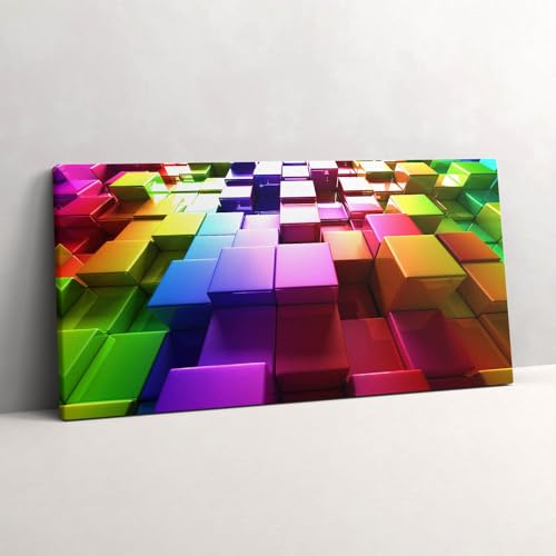 Peinture murale cubes colorés en toile 120x60cm pour illuminer votre bureau