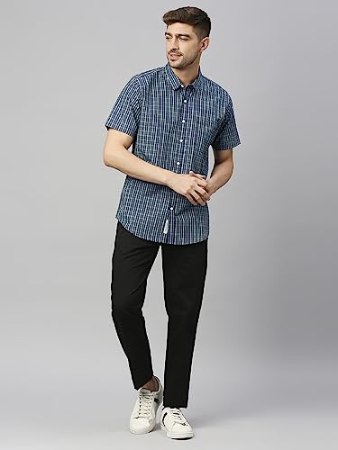 Image of Thomas Scott Mens | Half Sleeve Checkes | Printed | Slim Fit | 100% Cotton | Spread Collar | Shirts