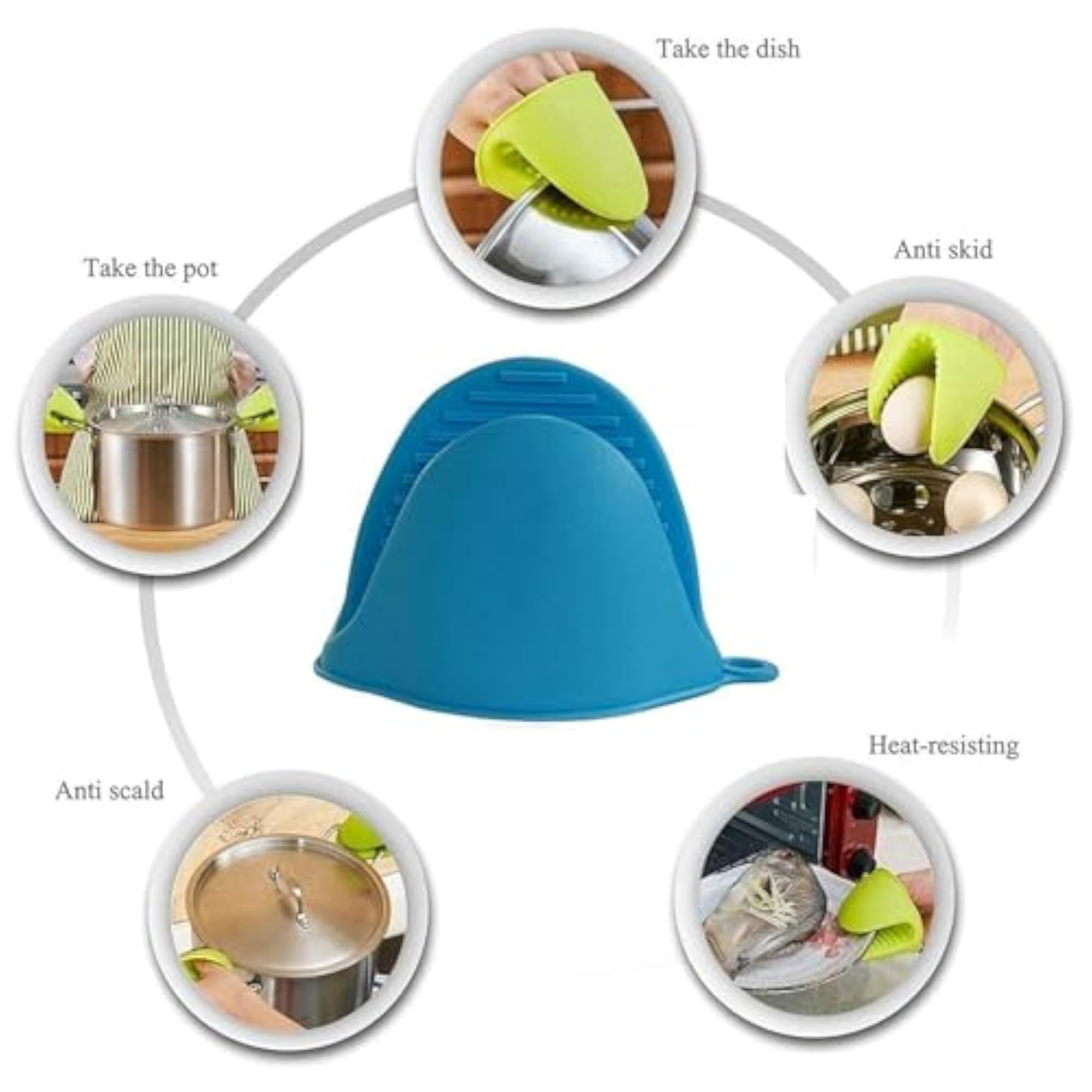 Silicone Pot Holder Heat Resistant Kitchen Grip Gloves 1 Pair
