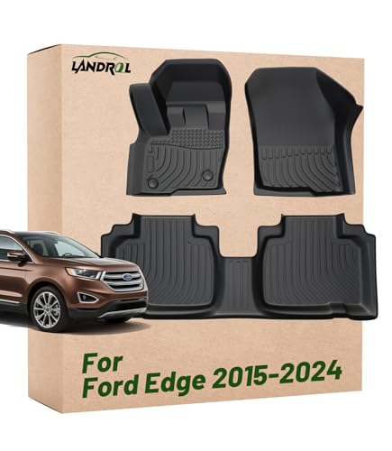 Landrol Car Floor Mats Replacement for Ford Edge 2015-2024/ Edge ST 2019-2024 Heavy Duty TPE Liner Custom Fit All Weather Waterproof Protection Full Set Coverage Carpets