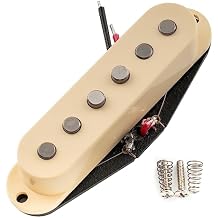 Artec SSA-12 Vintage Style Staggered Alnico 5 Single Coil Bridge Pickup 6.5K for Strat Style Electric Guitar, Cream