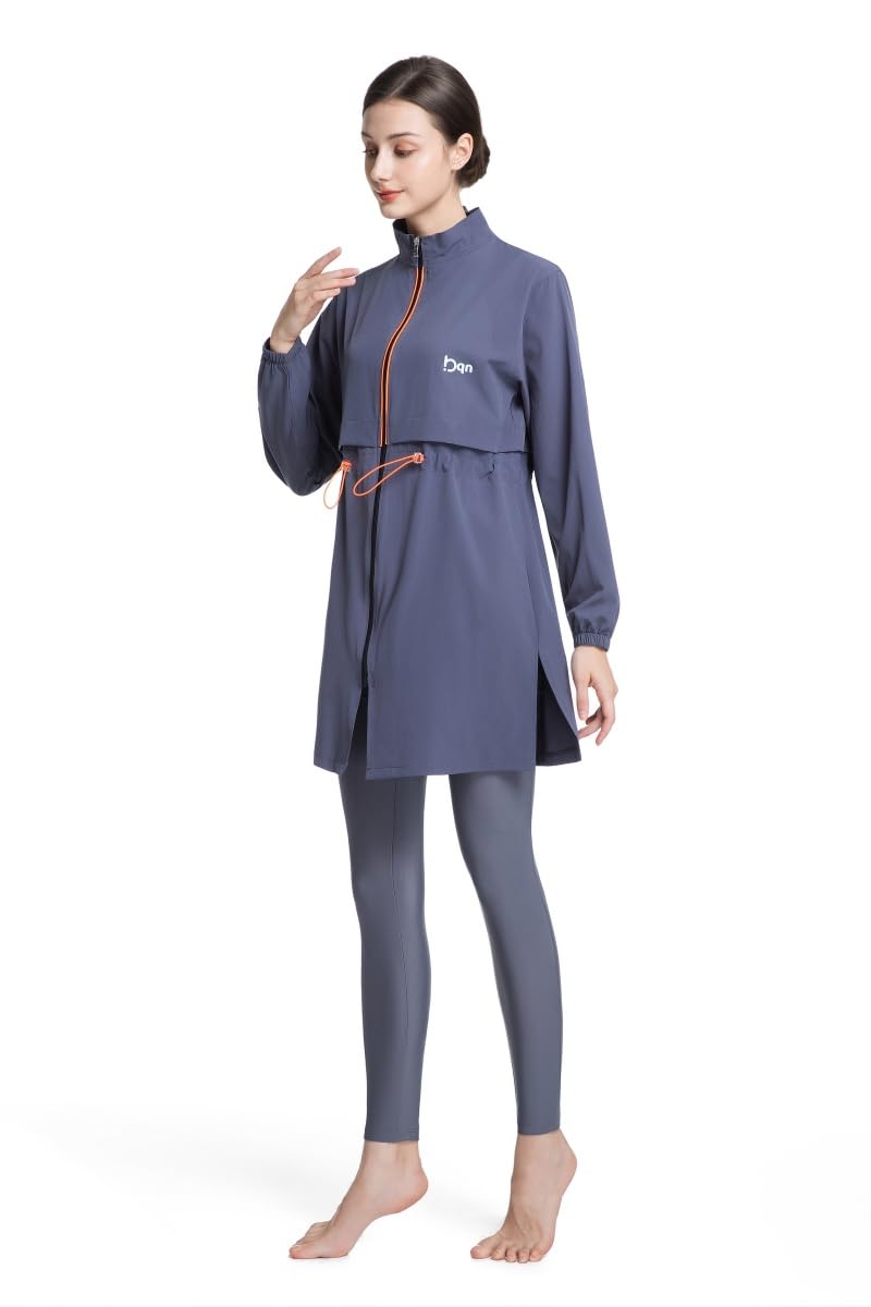 Costume intero coprente donna con cappuccio, maniche lunghe e pantaloni, morbido e ampio,immersione