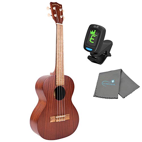 Kala Makala Tenor Mahogany Ukulele Satin Finish MK-T Bundle with a Kala Tuner and Lumintrail Polishing Cloth - Les Beatles, Paul McCartney, John Lennon, RIngo Starr, George Harrison Kala Makala Tenor Mahogany Ukulele Satin Finish MK-T Bundle with a Kala Tuner and Lumintrail Polishing Cloth