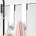 HUFEEOH 2-Pack Over The Door Hooks, Stainless Steel Door Hanger for Towels & Coats, Bathroom Towel Rack Coat Rack, Tool-Free Hooks for Hanging (White, Fits 3/8