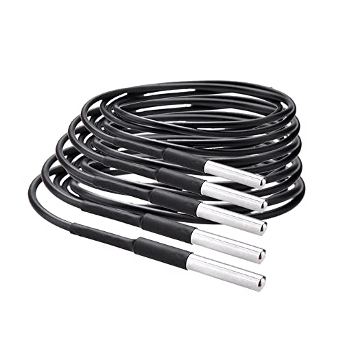 Treedix Lot de 5 capteurs de température numériques de 5 m en acier inoxydable - 55 °C à + 125 °C - Étanche Cover