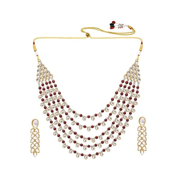 Peora Faux Pearl Kundan Layered Necklace & Jewelry Set Gift for Women