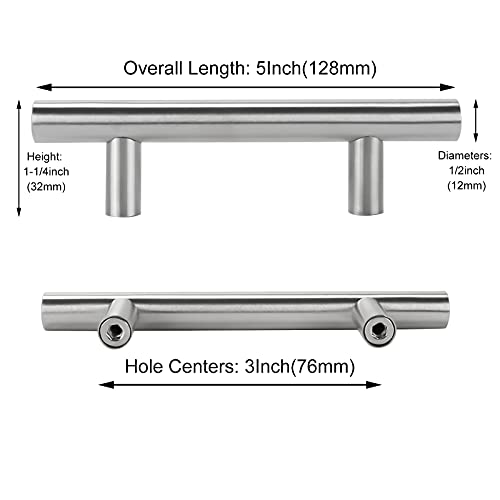 Homdiy 5 Pack 3 Inch Brushed Nickel Cabinet Pulls Modern Cabinet Handles - Brushed Nickel Drawer Pulls Stainless Steel Cabinet Hardware,5 Inch Overall Cabinet Door Handles For Cabinets,Cupboard #TOP1