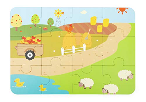 Small Foot 11360 Bauernhof-Spielset im Koffer, 20-teiliges Komplettset zum Puzzeln und Bespielen, inkl. 6 Spielfiguren… – Bild 4
