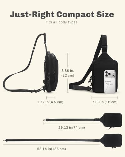 Image of Hynes Eagle Nylon Sling Bag for Women Convertible Crossbody Chest Purse with Reversible Strap for Travel Hiking Work Commute