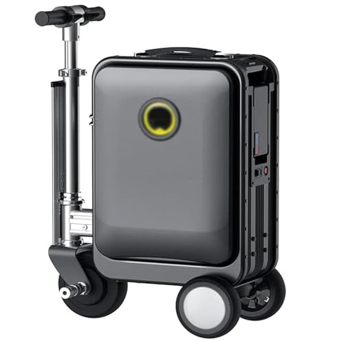 Equipaje eléctrico de 20 litros con mango telescópico, ajuste de 3 velocidades, marcha atrás, batería extraíble, puerto de carga externo, carga de 110 kg, rango de 8-10 km para viajes, Black, B