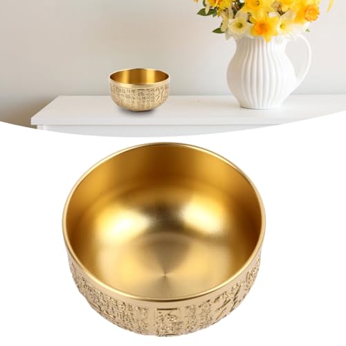 Acouto Messing Fortune Bowl, 3,94 -Zoll -Durchmesser, 2,16 -Zoll -Höhen -Tisch -Herzstück, das Schüssel für Brennende Weihrauch, Meditation, Yoga, Symbolik, Dekor und Spirituelle