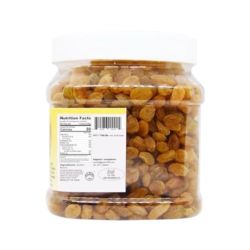 Image of TASSYAM Fresh Golden Raisins Healthy Juicy Jumbo Indian Kishmish Jar, 3.5Kg (5X 700G)