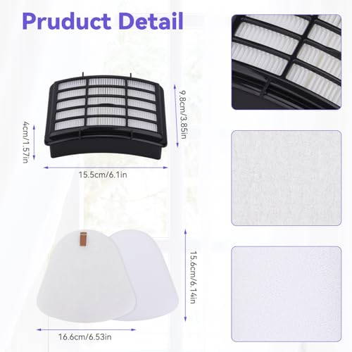 Image of Vacuum Filters Replacement for Shark Navigator Lift-Away Vacuum NV350,NV351,NV352,NV355,NV360,NV370, UV440,UV490,UV540, CU512,CU510, CU512, CU500, CU520 - Replacement XFF350 XHF350