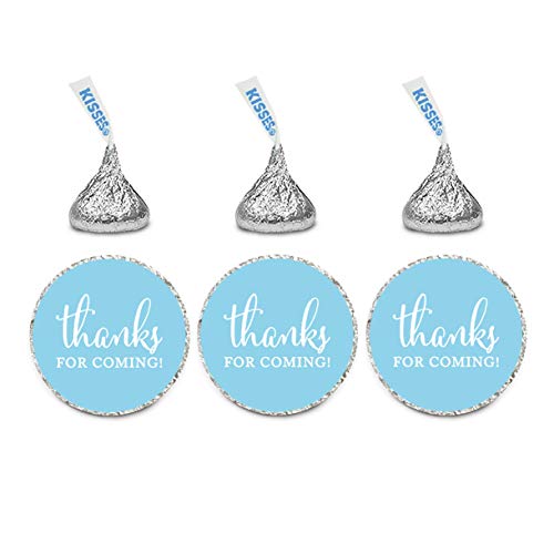 Andaz Press Chocolate Drop Labels Stickers, Thanks for Coming!, Baby Blue, 216-Pack, for Wedding Birthday Party Baby Bridal Shower Kisses Party Favors Decor Envelope Seals