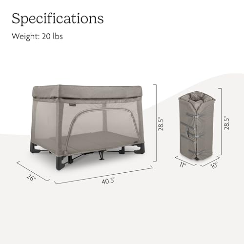 UPPAbaby Remi Playard | Deluxe 3-in-1 Portable Playard, Bedside Bassinet + Travel Crib| Mesh Bassinet, Mattress, Organic Cotton Mattress Cover + Storage Bag Included | Wells (Dark Taupe Mélange)