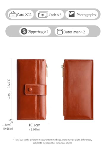 Women's RFID Blocking PU Leather Wallet Long Bifold Card Holder Ladies Wallet Purse Zipper Coin Pocket.3