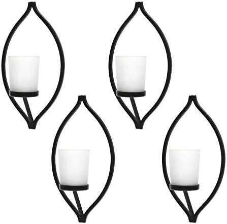 Hosley's Set of 4 Wall Sconce with Frosted Glass Tea Light Holder- 7 Inch High. Ideal Gift for Wedding, Party, Spa, Aromatherapy, LED Tea Light Candle Garden. O9
