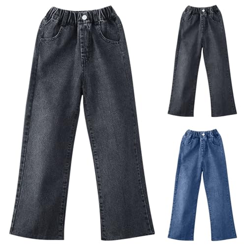 Betadog Girls Wide Leg Jeans Elastic Waist Denim Pants Baggy Jeans for Girls, Girls Wide Leg Jeans White Wide Leg Jeans