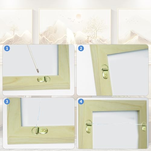 Image of 303 Pcs Picture Hanging Kit,Picture Hangers,Picture Hanging Wire Wall Hanging Kit,Frame Hangers,Frame Hooks,Picture Hooks Accessories with Hanging Nails,Hanging Wires(Gold)