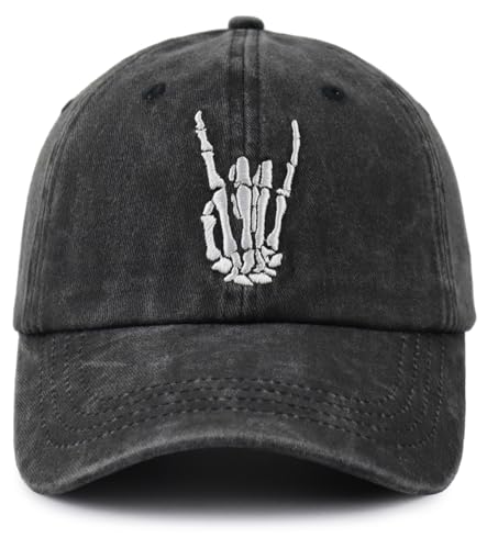 Skeleton Hand Hat for Men Women Skull Finger Accessories Baseball Cap Fathers Mothers Day Halloween Birthday Gifts for Dad Mom Grandpa Wife Husband Black