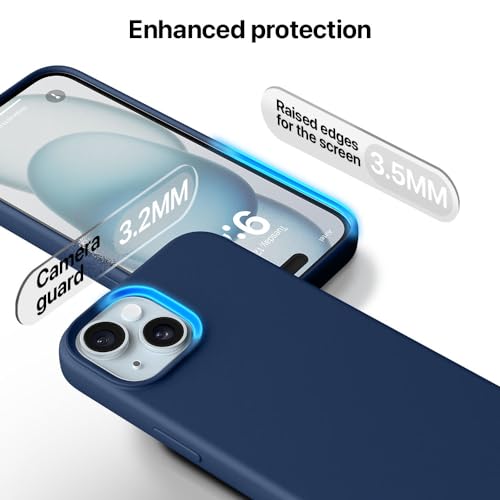 Image of Vaku Luxos Silicone Back Cover Case For iPhone 15 Plus Scratch Resistant Slim Fit Protective Design Military-Grade Protection Support Mag-Safe Wireless Magnetic Charging-Navy Blue