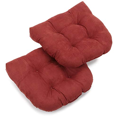Blazing Needles Micro Suede 19-Inch by 19-Inch by 5-Inch U-Shaped Cushions, Red Wine, Set of 2