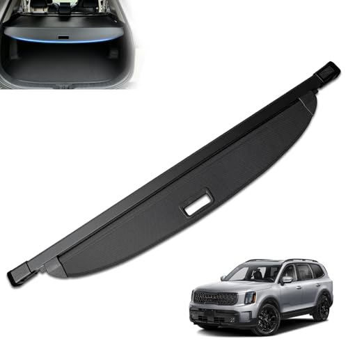 MIALUTY Cargo Cover for 2020-2025 2026 Kia Telluride Retractable Trunk Cover Telluride Accessories Anti-Peeping Anti-Theft Privacy Screen Trunk Luggage Shield Shade Carbon Fiber Texture