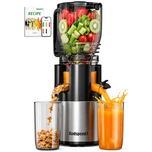 Godspeeds Juicer Machines with 5.8' Large Feed Chute, Slow Masticating Cold Press Juicer for Whole Fruits & Vegetables, Easy to Clean Design, High Juice Yield Home Juicer for Daily Wellness
