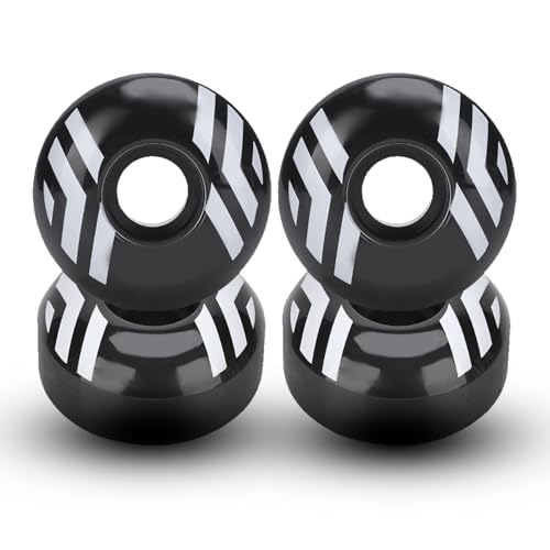 equlup Skateboard Wheel, 4PCS High Elastic PU Skateboard Wheel Antiskid Flexible Steering Tool Skateboard Bearings Spacers Set Street Wheels Skateboards for Skateboards (Black)