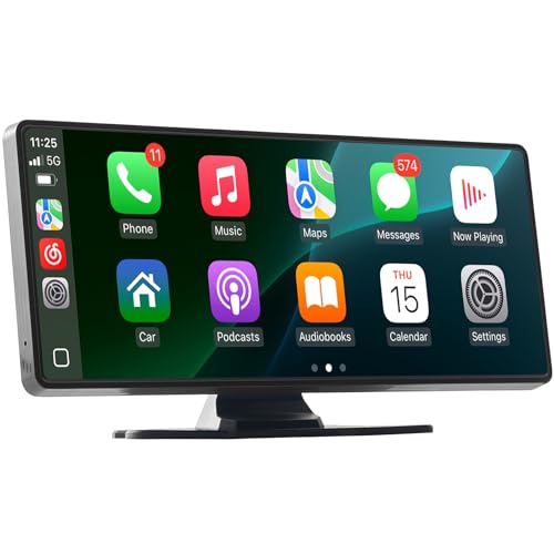 VEVOR kabelloses Autoradio (254 mm) tragbares Radio mit Touchscreen, kompatibel mit Apple CarPlay Android Auto, CarPlay-Bildschirm fürs Auto mit Sprachsteuerung Mirror Link Bluetooth GPS-Navigation