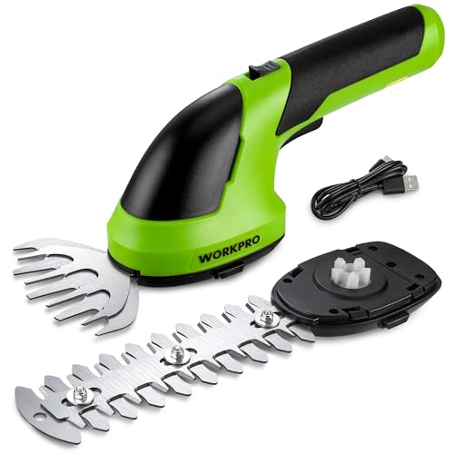 WORKPRO Cordless Grass Shear & Shrubbery Trimmer - 2 in 1 Handheld 7.2V Electric Grass Trimmer Hedge Shears/Grass Cutter Rechargeable Lithium-Ion Batt