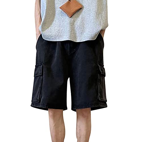 Pantalones vaqueros cortos para hombre, muchos bolsillos, pantalones vaqueros cortos para hombre, pantalones cortos cargo holgados, aspecto vaquero, pantalones cortos de trabajo, pantalones cortos de