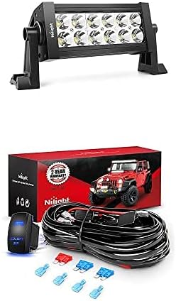 Nilight LED Light Bar 7Inch 36W Spot Led Off Road Lights with 12V 5Pin Rocker Switch 16AWG Wiring Harness Kit-2 Lead, 2 Years Warranty
