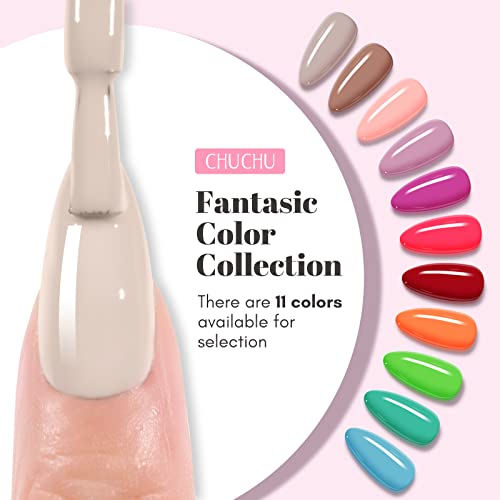 Chuchu Gel Nail Polish: 2 Steps Gel Nail Polish No Need Base Coat Gray Gel Polish Gel Soak Off Led Nail Polish Art Salon Diy Home Professional Gift Nail Lacquer Nail Art 0.21Fl.oz-005 #TOP5