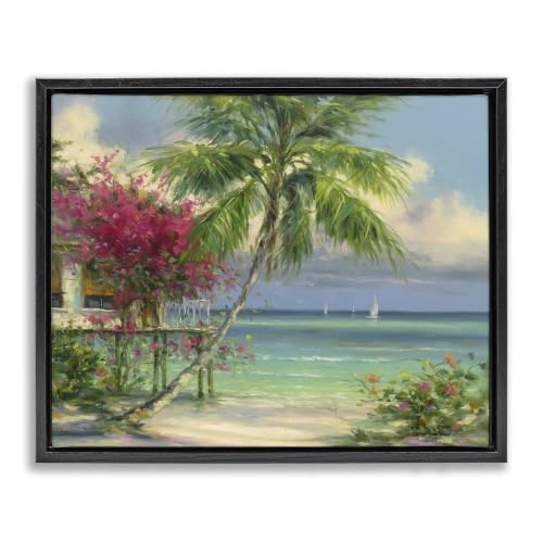 Tropical Beach Resort Floral, 16 x 20 Inch Canvas in Floater Frame