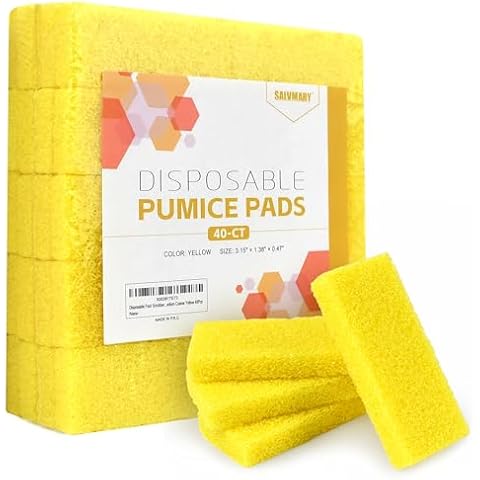 Disposable Foot Scrubber Sponge Pads Pedicure Pumice Stone for Feet Callus Remover Medium Coarse Yellow 40Pcs Cover