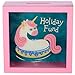 Produktbild Spardose Holiday Einhorn mit Sichtfenster, Sparkästchen zum Hinstellen, niedliches Urlaubs-Motiv für Geldgeschenk, 18 x 18 x 7 cm, Holz und Kunststoff, prima Geldgeschenk oder für Einhorn-Fans.