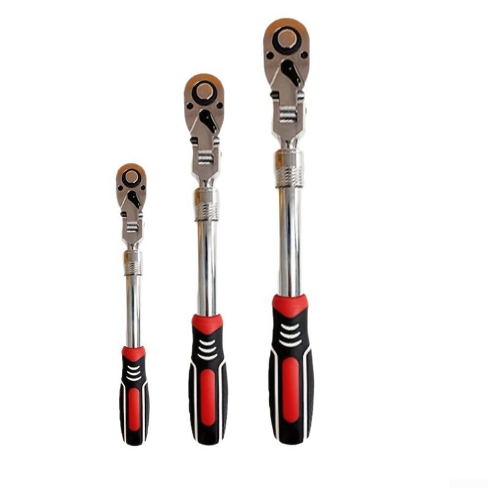 Clé à cliquet télescopique 72 dents rouge à tête pivotante de 36,5 cm