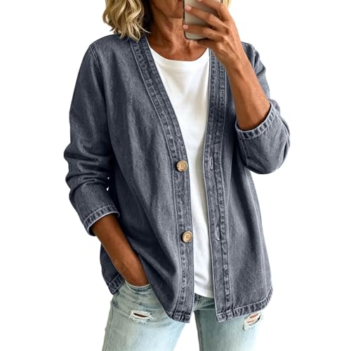 Veste en jean ouverte pour femme coupe-vent décontractée pour le printemps