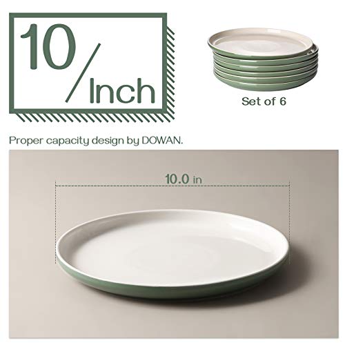 Dowan Dinner Plates, Porcelain Serving Platter 10 Inches Dessert Salad Plates Set Of 6, Ceramic Stackable Dish Set Microwave Safe Serving For Dessert, Salad, Appetizer, Pasta, Bread, Steak, Green-Tea #TOP1