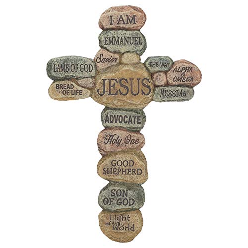 Dicksons Names of Jesus Christ Pebble 10 Inch Resin Decorative Hanging Wall Cross