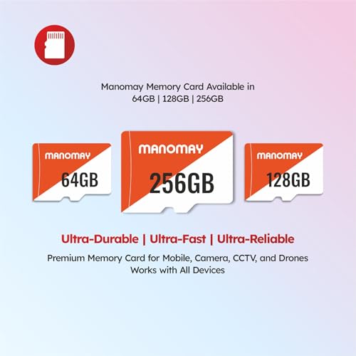 Image of Manomay 64GB Micro Memory Card, High Speed Storage Card for Smartphones, Tablets, Cameras (64 GB)