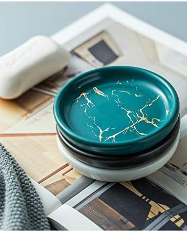 Miniatura 3 de Gaolinci Bandeja de jabón de cerámica redonda del cuarto de baño de la jabonera del mármol de 4 pulgadas