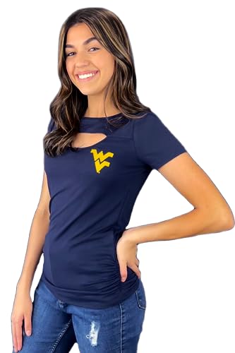 WVU Womens Keyhole Short Sleeve Top