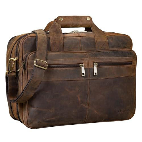 Sac d'affaires hommes cuir véritable couleur Colorado marron élégant STILORD Alexander