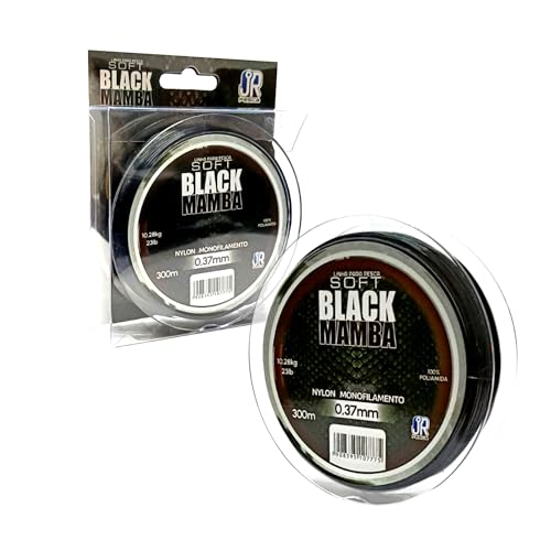 JR Pesca Kit Combo Pack Conjunto Jogo 2 Linhas Monofilamento Soft Black Mamba 0,37mm 300m Nylon Prem