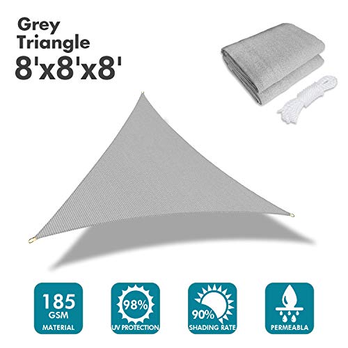 Image of KANAGAWA 8'x8'x8' Sun Shade Sail Gray Curved Triangle