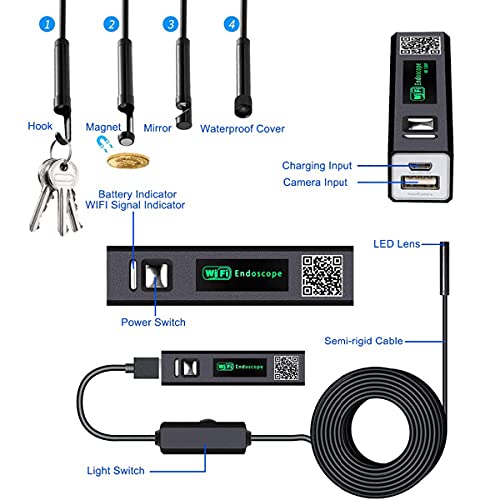 XJJY Endoskop-Kamera 8mm Wireless-Endoskop 2.0 MP HD-Boreskop starres Schlangenkabel für iPhone Android Samsung Huawei… – Bild 6